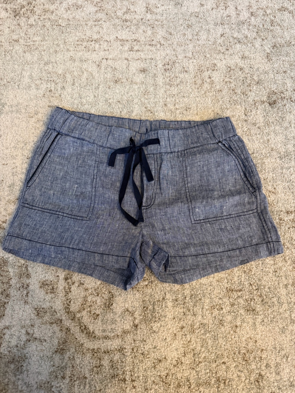 Caslon Navy Chambray Drawstring Casual Shorts